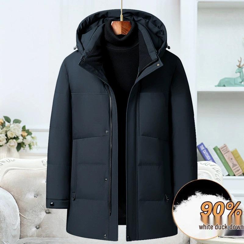 Northeast-Style Mid-Length Winter Down Jacket for Middle-Aged and Elderly Men - Plus Size