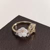 Wedding Flower Crystal Ring Adjustable Zircon Ring Delicate Flower Opening Ring  Gifts