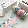 6Rolls/box Kawaii 6 Colors Plaid Washi Tape DIY Handbook Wrapping Paper Stickers