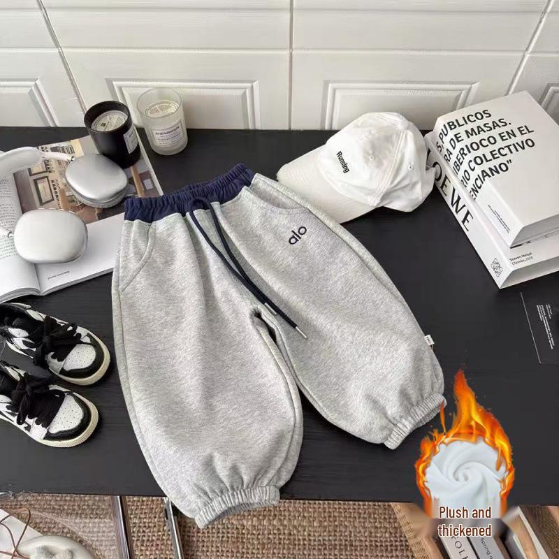 Unisex spodnie dresowe z polarową podszewką dla dzieci: Swobodne spodnie dresowe w stylu koreańskim na jesień i zimę