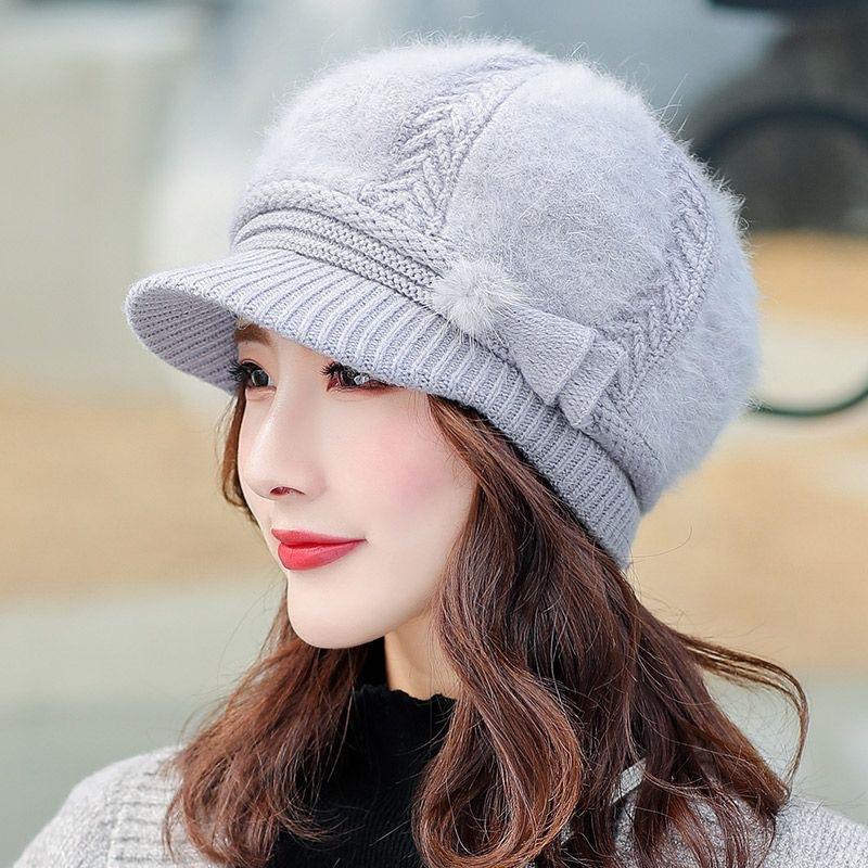 Hat Women's Anti Cold Autumn Winter Fashionable Warm Ear Protection Yarn Hat Duck Tongue Hat with Thick Velvet Women's Knitted Hat