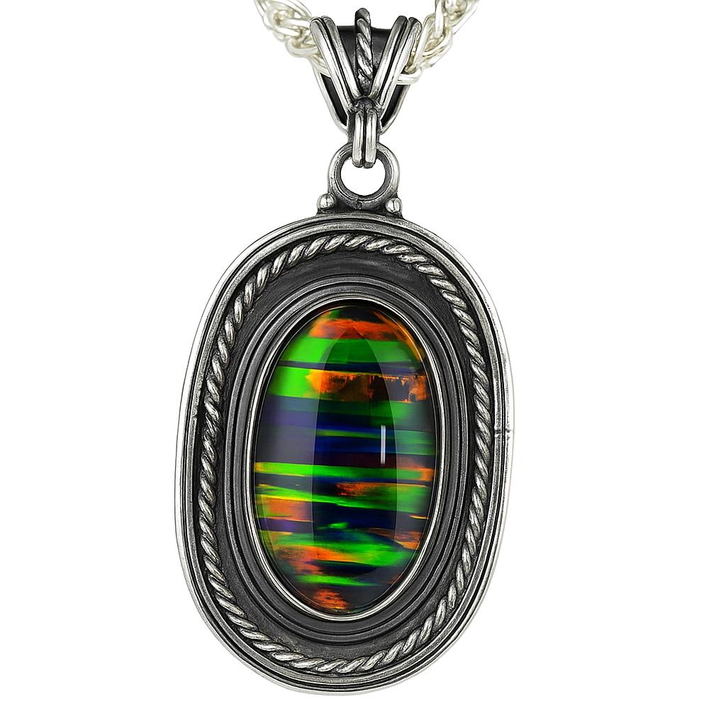 Natural Opal Pendant 46 ct 925 Sterling Silver Oval Cut Gems October Birthstone for Gem Collections