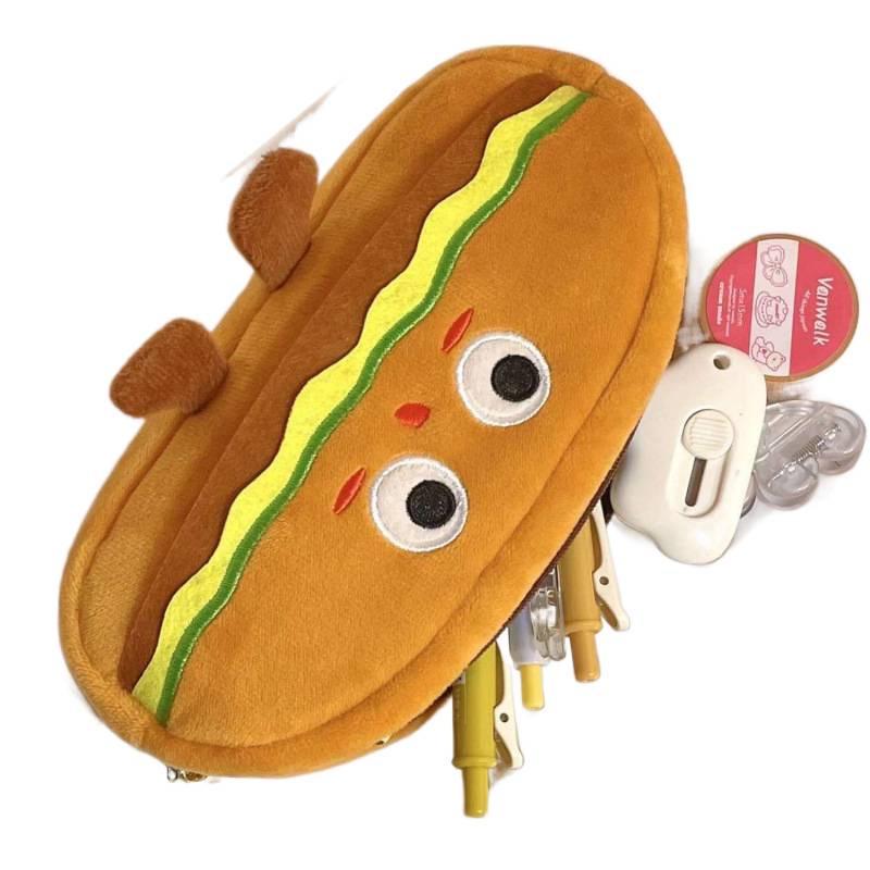 High-Capacity Cute Hamburger Pencil Case for Students