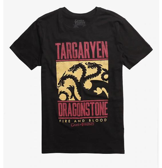 Game Of Thrones HOUSE TARGARYEN DRAGONSTONE T-Shirt NWT Licensed Design XXL