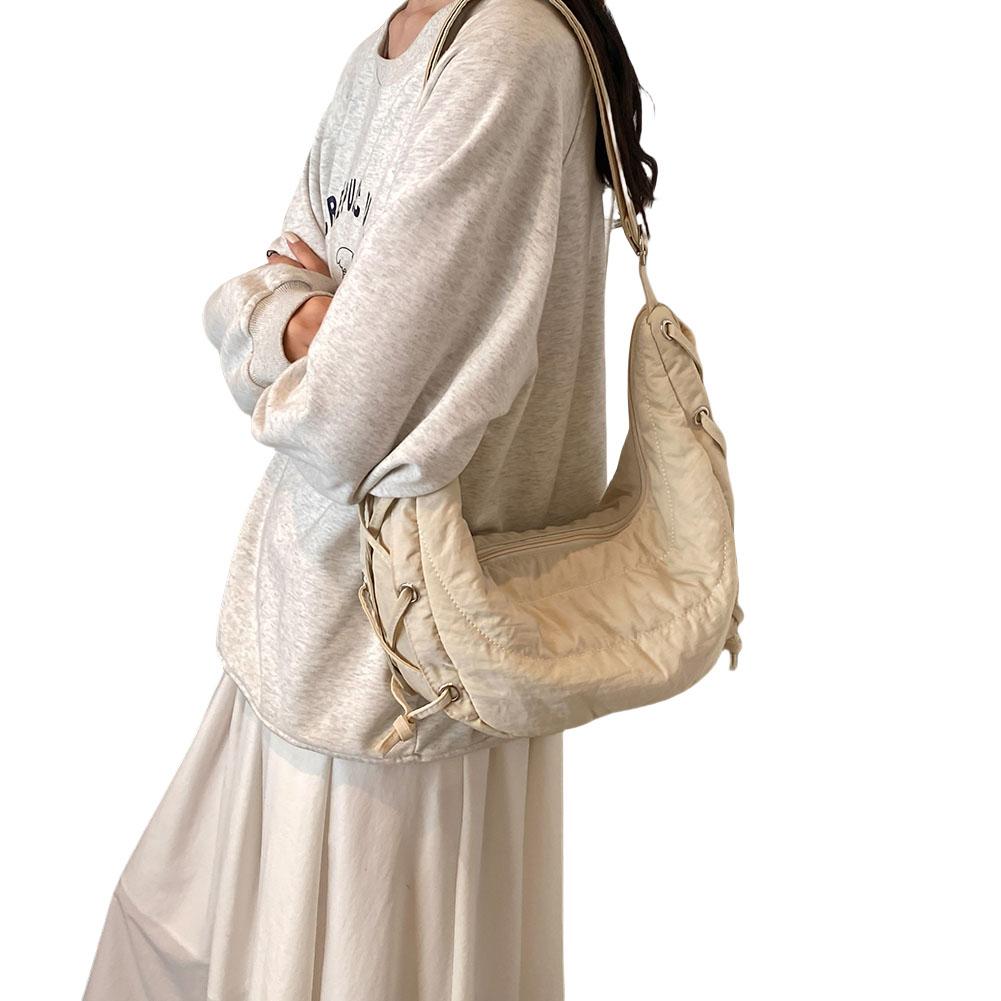 Women Fashion Shoulder Bag Large Capacity Crescent Crossbody Bag Adjustable Strap Daily Messenger Bag Simple Satchel Bag