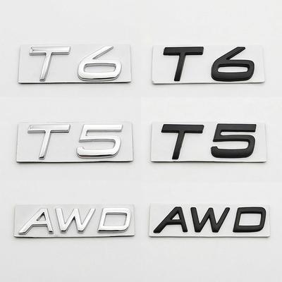 3D Metall T5 T6 AWD Auto Kofferraum Emblem Abzeichen Buchstaben Logo Aufkleber Ersatz für XC60 XC90 S60 S90 Schwarz Chrom Zubehör