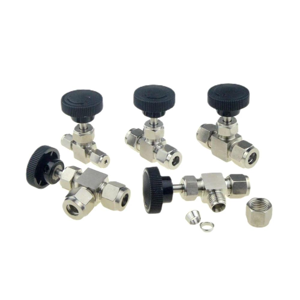 Robinet cu bilă SUS 304, robinet cu ac reglabil 3,6,8,10,12mm1/8,1/4,3/8,1/2NPT, fiting cu ferulă de compresie, racord rapid, filet interior