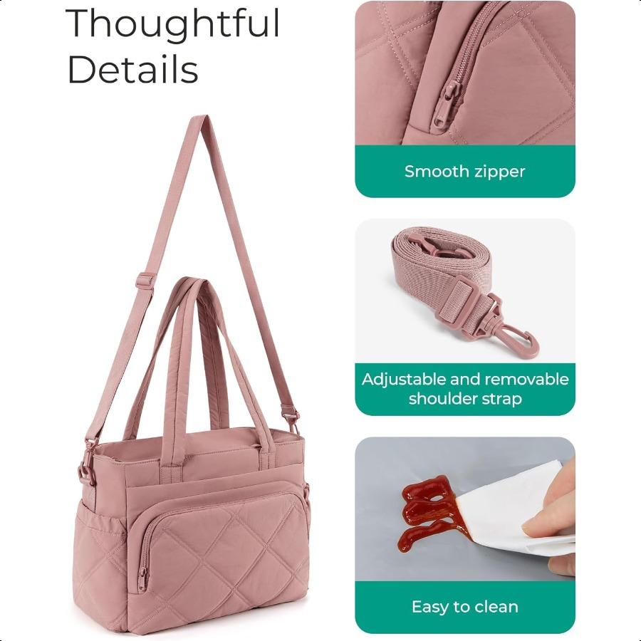 Lunch Bag Women Large Lunch Box Insulated Tote Bag with MultiPockets Quilted Puffy Tote for Work Outdoors