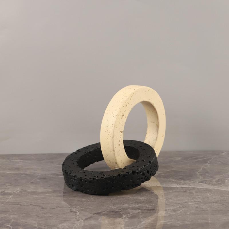 Black and White Marble Circular Knot Statue, Desktop Decoration, Creative Rope Knot Sculpture, Home Decoration Ornaments