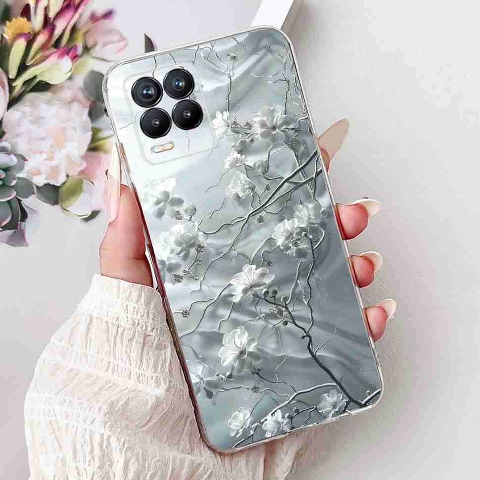 For Realme 8 4G RMX3085 Case Fashion Painted Flowers Soft Silicone TPU Cover For Oppo Realme8 realme 8 6.4" Phone Shell Bumper