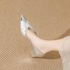 Beautiful High Heels New Silver Pointed Head Light Mouth Thick Heel with Skirt Single Shoes Women