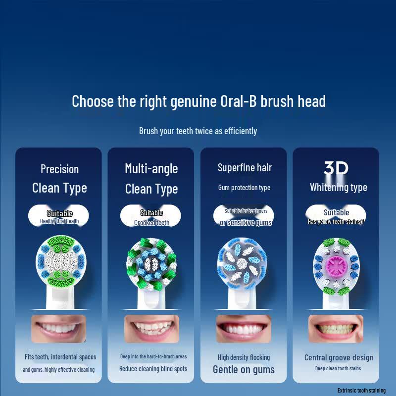 Braun Oral-B Original Adult Multi-Angle X-Shaped Electric Toothbrush Heads (3-Pack) CN plug (adapter included)