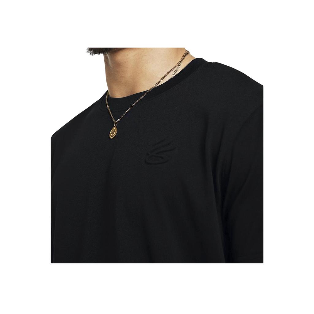 Under Armour Heavyweight Crew Neck Loose Fit Solid Color Printed Short Sleeve T-Shirt Men Tops Black 1383378-001