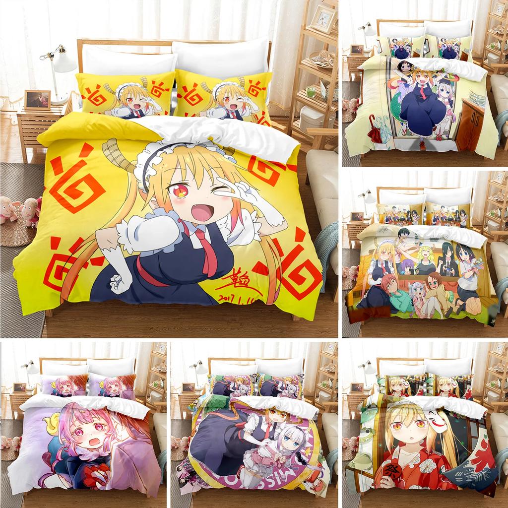 3D tištěná ložní souprava Miss Kobayashis Dragon Maid Anime Kanna povlak na přikrývku Double Twin Full Queen King pro dospělé děti přikrývka