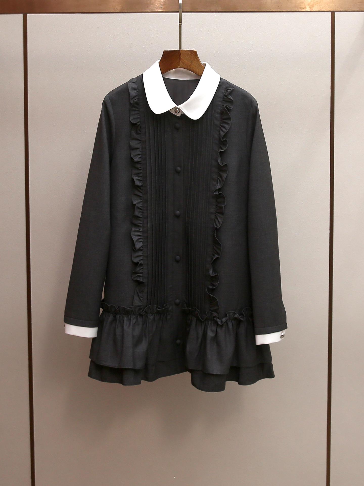 

Spring Gray Color Block Ruffle Patchwork Dress for Women Small серый