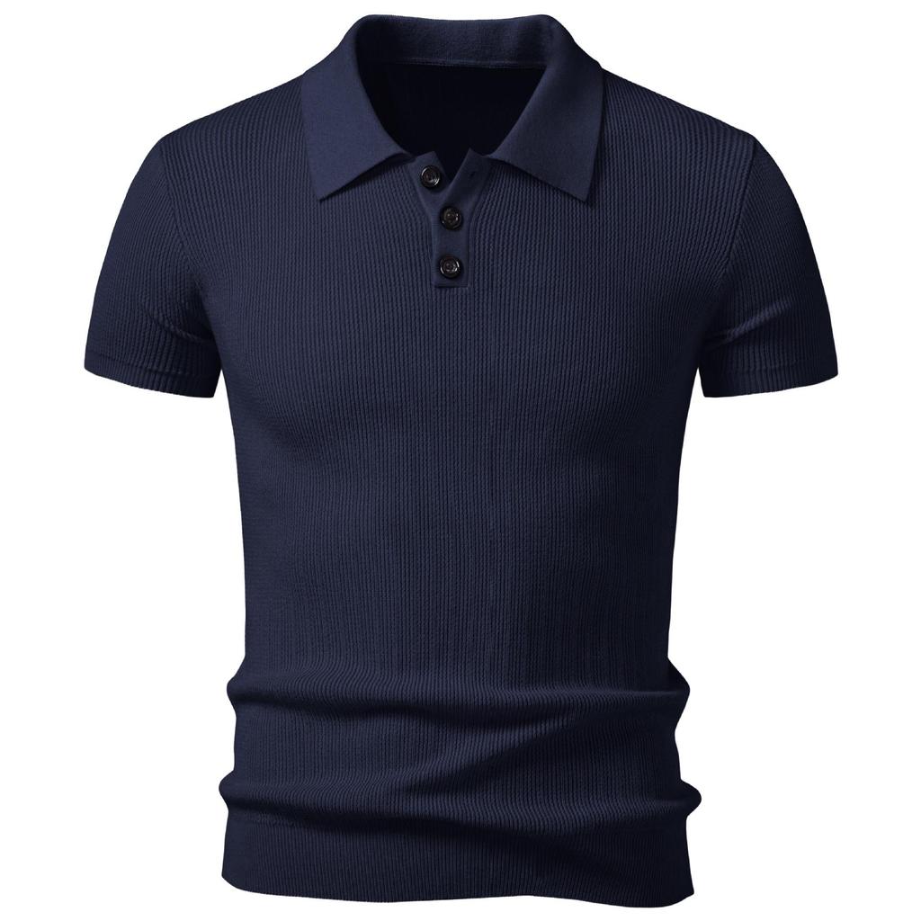 Men's Collared Short-sleeved Knitted T-shirt