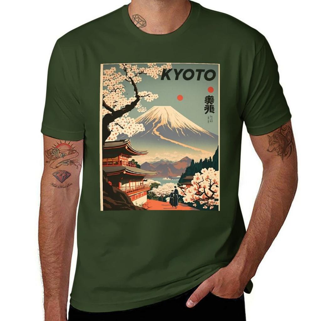 Kyoto Japan Vintage Travel Art Poster TShirt tops custom t shirt boys whites funny costumes mens plain t shirts
