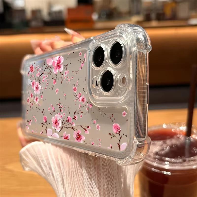 Cute Flowers Transparent Phone Case For iPhone 17 16 15 14 13 12 11 Pro Max 17 Air 14 15 Plus X XR XS Shockproof Silicone Cover