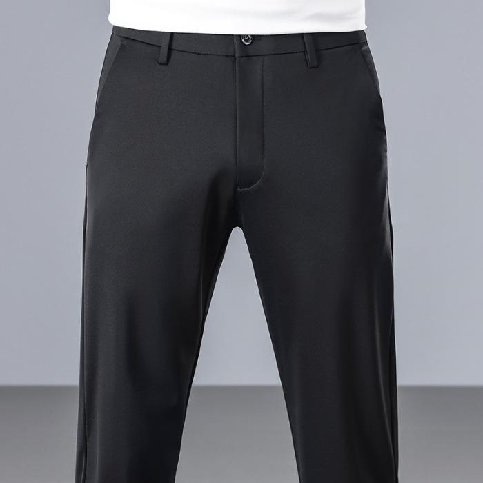 Summer mulberry silk high elastic casual pants youth versatile straight slim casual pants men's thin comfortable casual pants men's