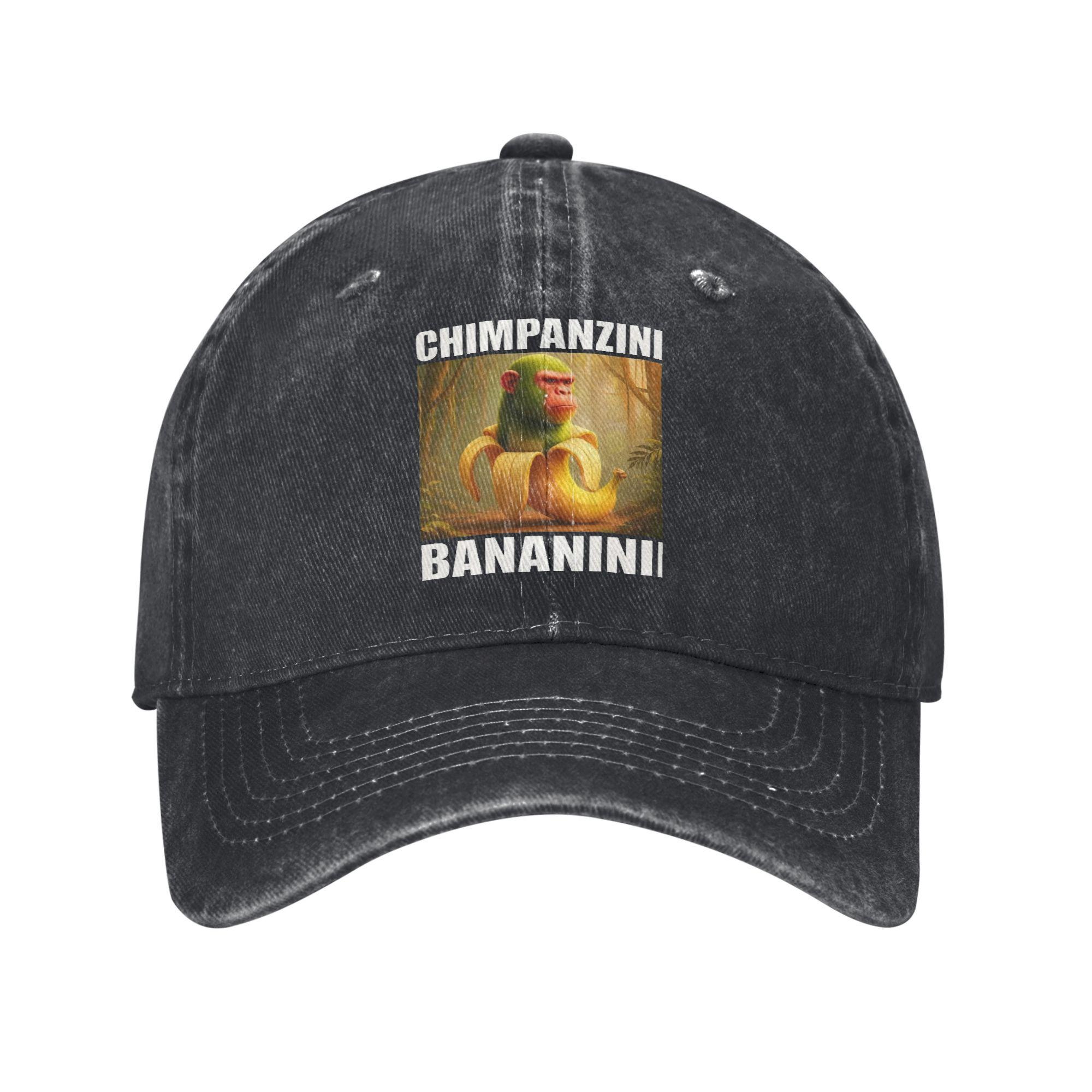 

Vintage Chimpanzini Bananini Italian Brainrot Baseball Cap for Men Women Denim Washed Snapback Cap Golf Fit Cap