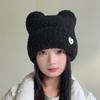 Cute Plush Bear Ears Woolen Hat for Women Autumn and Winter Love Pullover Cold Hat Versatile Warm Ear Protection Knitted Hat