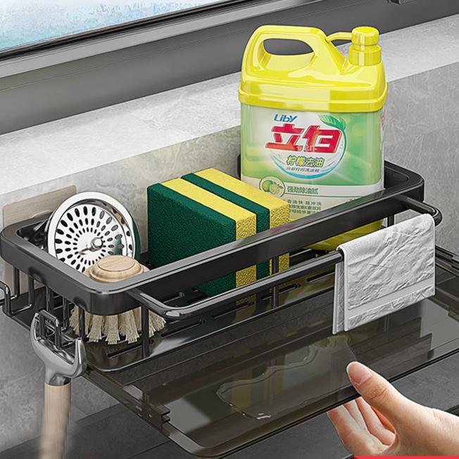 Raum Aluminium Küche Lagerung Rack Waschbecken Abfluss Rack Schwamm Organizer Hängen Seife Abtropffläche Regal Korb Bad Shampoo Regale