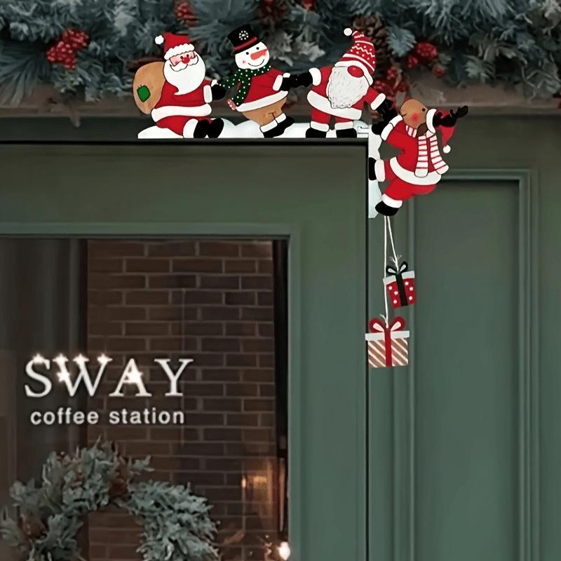 2026 New Wooden Santa Door Corner Decor Snowman Reindeer Pendant Christmas Cartoon Door Frame Decor Party Christmas Ornament