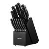 Kitchen Knife Set with Block and Sharpener, 15 Piece High Carbon Stainless Steel Sharp Knife Set, Kitchen Cutlery with Crack-Resistant Handle,