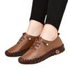 Real Soft Leather Single Shoes Comfortable Flat-soled Lace-up Mother Shoes Wide Fat Feet Cow Tendon Sole Soft Sole Soft Surface Middle-aged Large Size