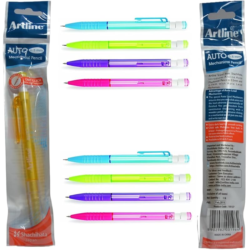 

Artline Love-Art Auto Mechanical Pencil 0.7Mm X 10 One-Click Auto Lead, Extra Dark Hb/2B Lead, Smooth Writing, Soft Gri 101 чорний