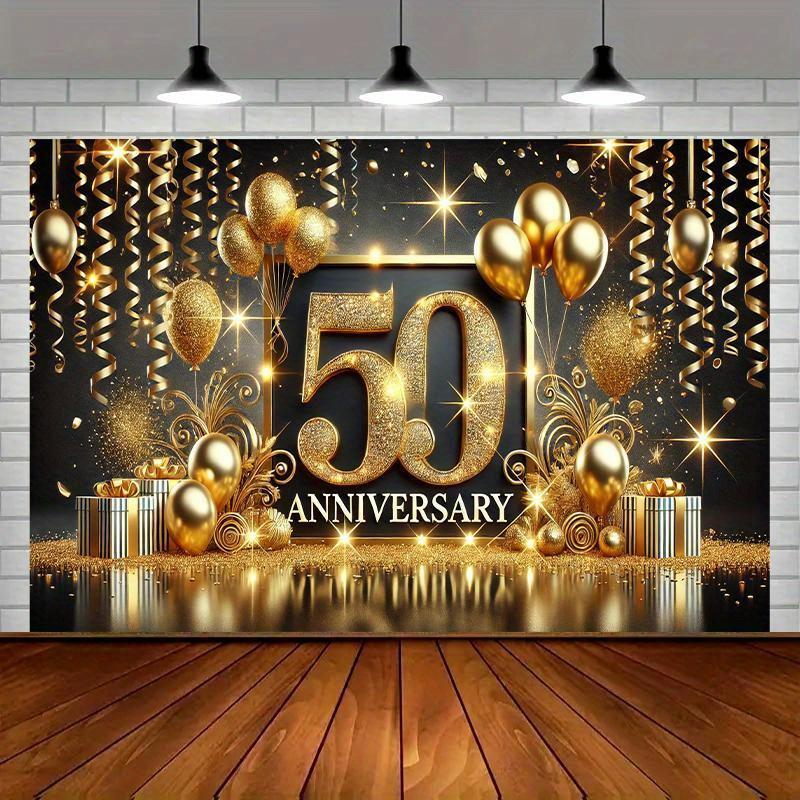 באנר חגיגי אלגנטי ליום השנה ה-50 - קישוט למסיבה, מתאים לבית, גינה, סטודיו ופעילויות בחוץ