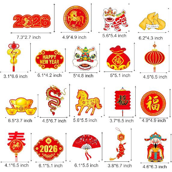 Happy Chinese New Year Hanging Swirls 2026 Chinese New Year Party Decoration Year of The Horse Themed Ceiling Swirls Spring Festival Hanging