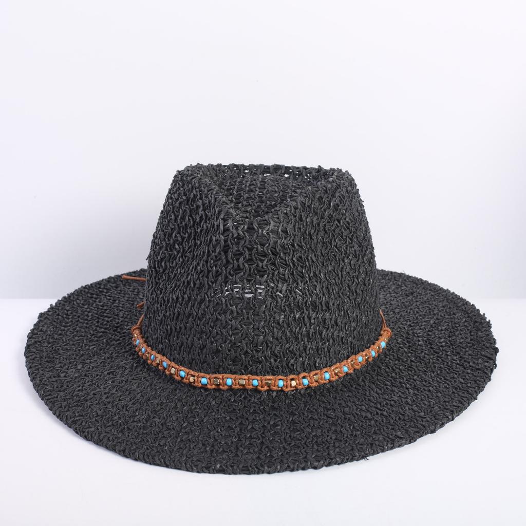 Popular Classic Western Cowboy Straw Hat Summer Hollow Big Eaves Sun Hat Handwoven Straw Hat