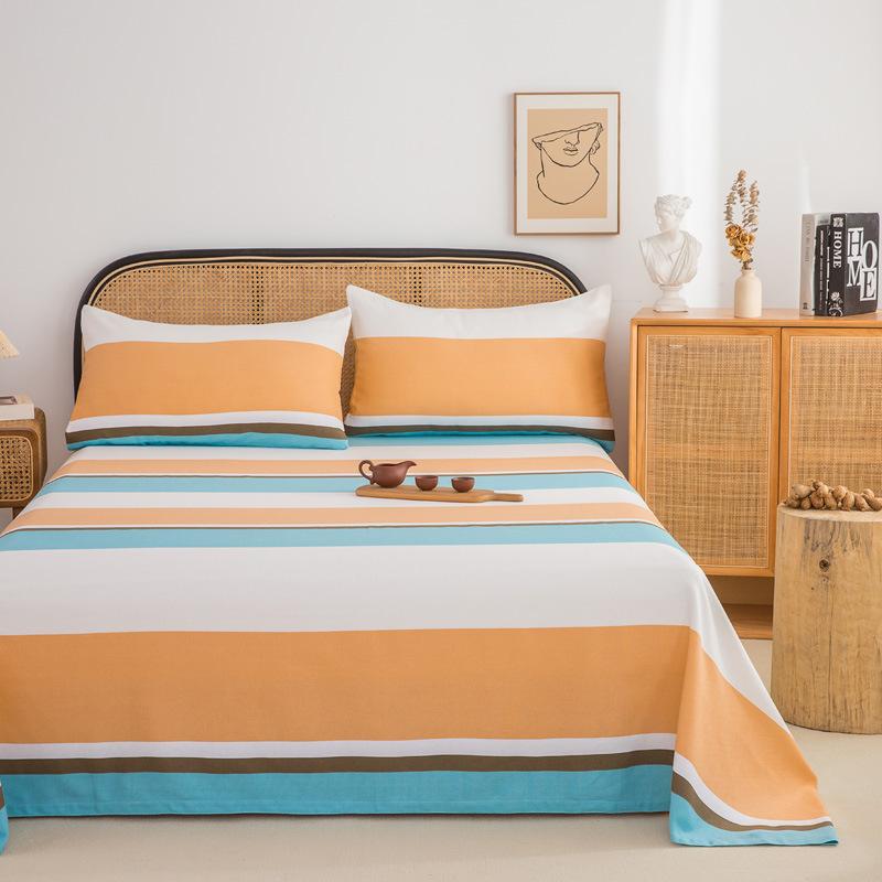 Wholesale 100% cotton old coarse cloth sheets pure cotton kang single three-piece set single piece soft mat student dormitory mat