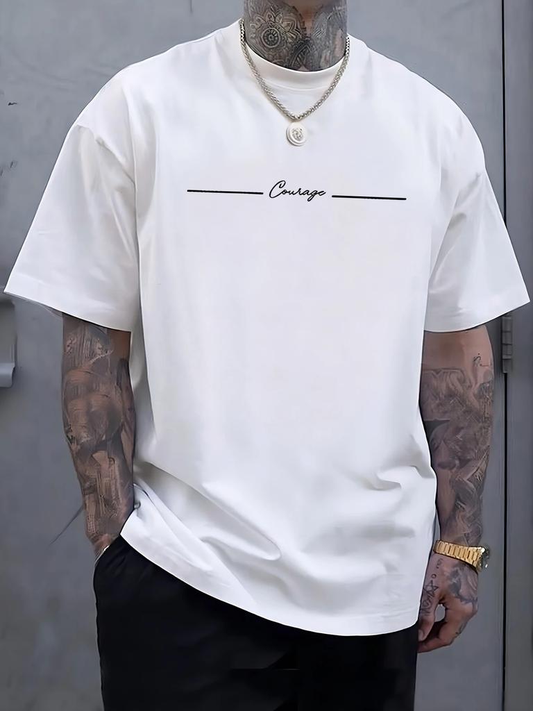 Mut Einfach Linie Bedruckte Herren T-Shirts Baumwolle Atmungsaktiv Kurzarm Trendige Lockere Kleidung Sommer Weich Mode T-Shirt