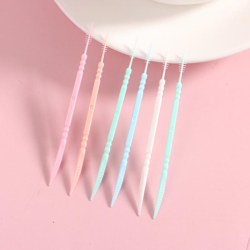 200Pcs/Set Soft Plastic Double-Head Brushed Toothpick Oral Care Dental Floss