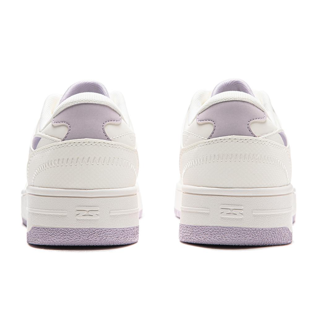 Li Ning Tianji Slip Resistant, Abrasion Resistant, Height Increasing Low Top Skateboard Shoes Women's White Purple AGCW066-4
