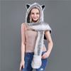 Warm Winter Cap 3 in1 Plush Hooded Windproof Animal Hat  Unisex