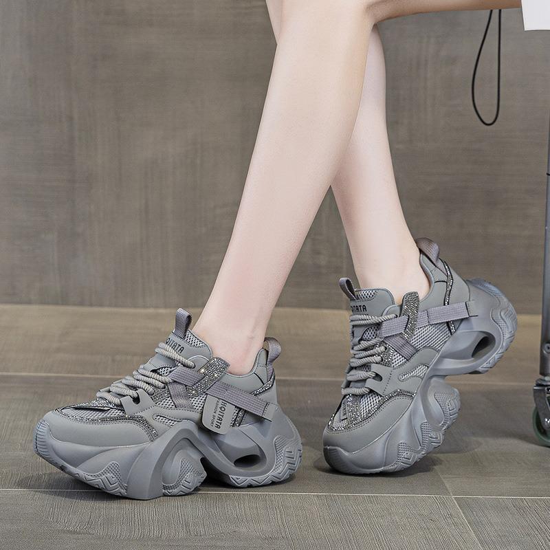 Breathable mesh heightening foam sole shoes women's new autumn and winter versatile sports and leisure women's shoes