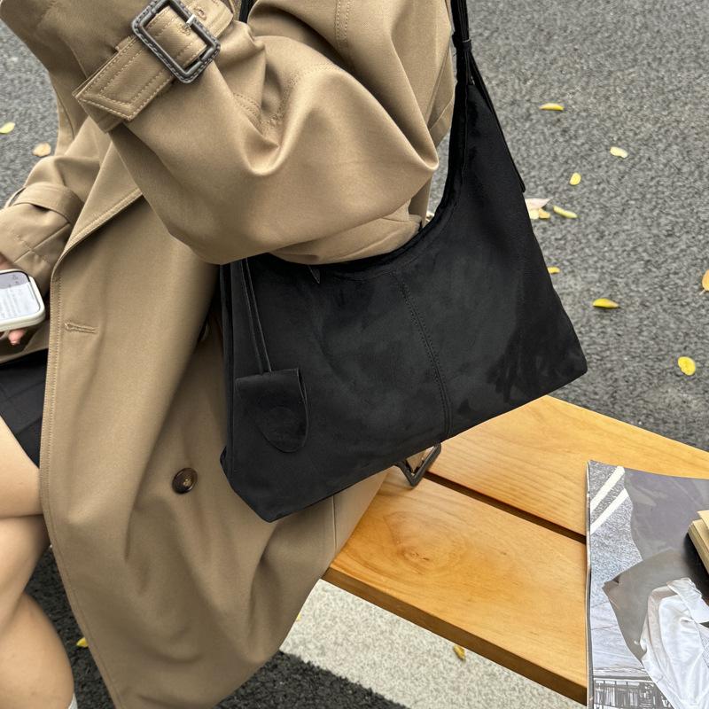 Suede Bag Women's Large Capacity 2025 New Autumn and Winter Matte Retro Shoulder Underarm Bag Commuter Tote Bag