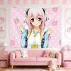 1pc Kawaii Anime Girl Wall Tapestry Polyester 2D Flat Print Versatile Decor for Dorm Bedroom  Living Room Ideal for Anime F