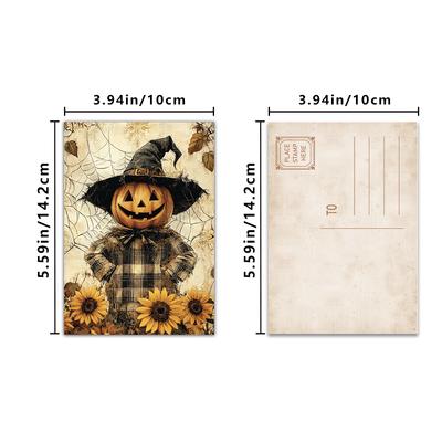 32pcs, Vintage Autumn Scarecrow Postcards, Autumn Harvest, Birthday/anniversary Gifts, Collectible, Giftable, and Mailable