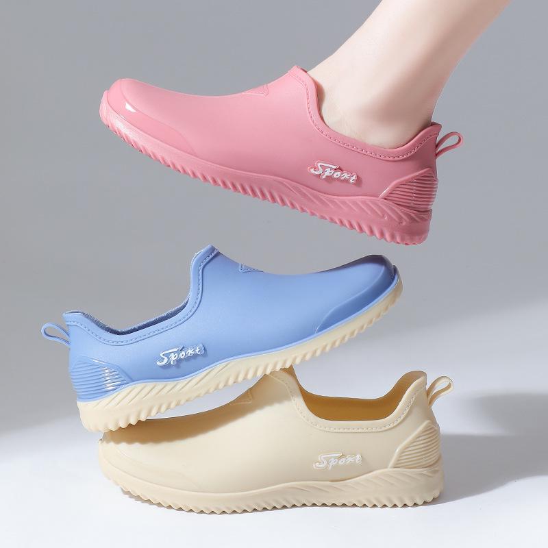 Elegant Women's Low-Top Waterproof Rain Boots - Non-Slip Rubber Shoes for Kitchen Work (Summer Collection)