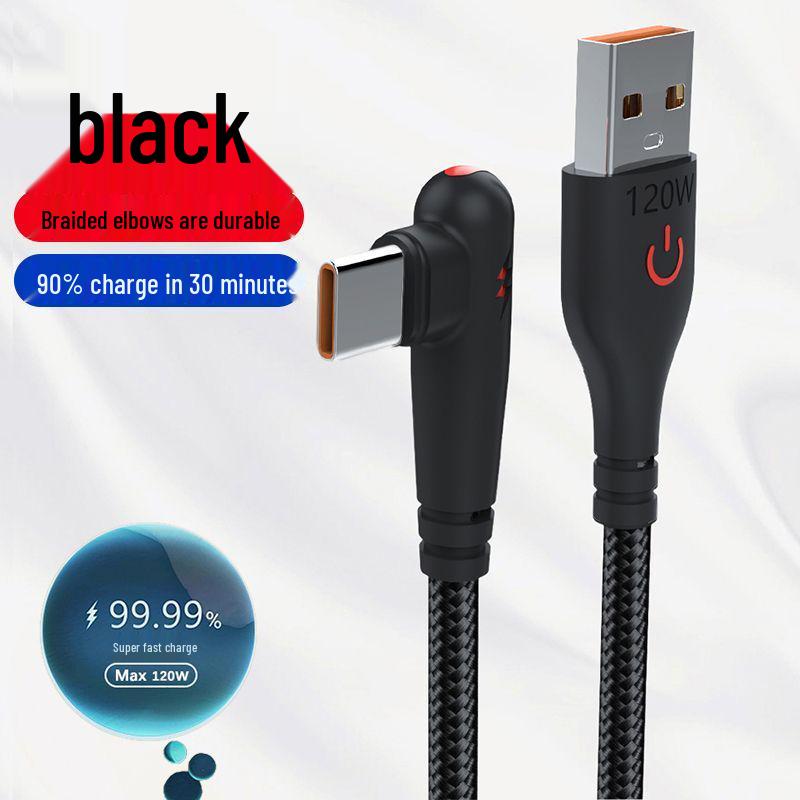 High-Speed Braided 120W Type-C Charging Cable 6A Compatible with Apple, Huawei, Vivo, Xiaomi, OPPO