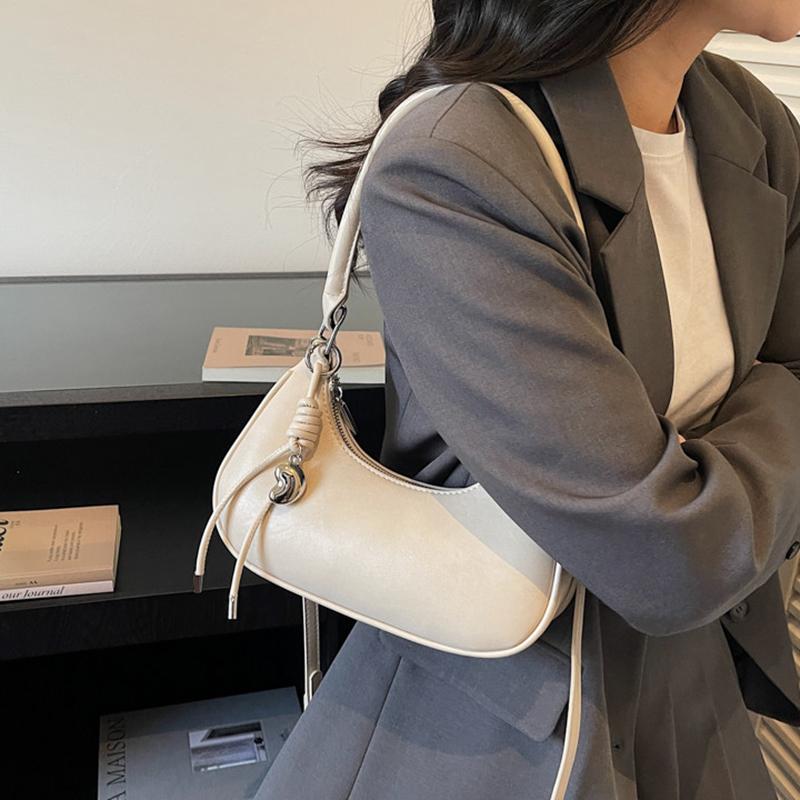 Solid Color PU Armpit Bag Women's 2026 New Versatile Commuting Shoulder Pack Vintage Large Capacity Zipper Crossbody Bags