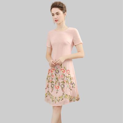 Brand Stylish Plus Size Short Sleeve Summer Dress for Middle-Aged Women