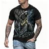 T-shirt alla moda da uomo con teschio gotico 3D Nera Girocollo Manica Corta Stile Streetwear Halloween Accattivante Moda Casual