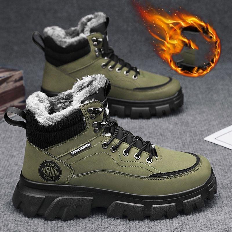 Men's Snow Boots Large Size Outdoor Casual Sneakers Lined Thickened Warm High Top Boots