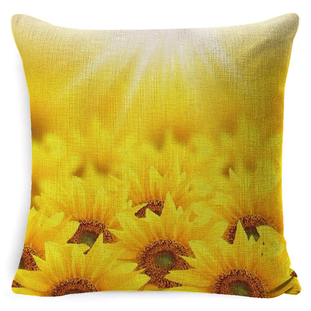 Harvest Thanksgiving Sunflower Pillow Cover Sofa Waist Support Cushion Pillow Plant Car Back Cushion Linen Material