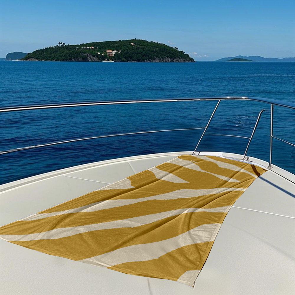 White Patterns on Yellow Quick Drying Bath Towel Microfiber beach towel light weight swimming camping yoga beach out